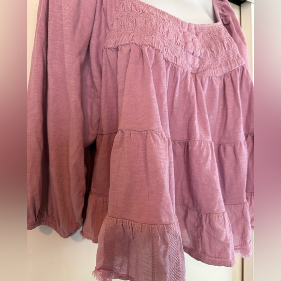 Lucky Brand Dusty Pink Smocked Boho Top - Picture 7 of 7
